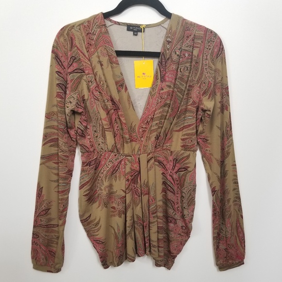Etro Tops - Etro Size 8 Paisley Gathered Pleated Top 302